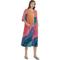 Art Abstract Pattern Women s Cotton 3/4 Sleeve Nightgown View3