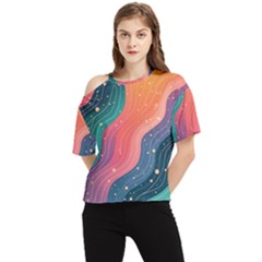 Art Abstract Pattern One Shoulder Cut Out T-shirt