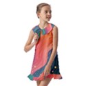 Art Abstract Pattern Kids  Pilgrim Collar Ruffle Hem Dress View2