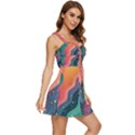 Art Abstract Pattern Ruffle Edge Bra Cup Chiffon Mini Dress View3