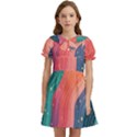 Art Abstract Pattern Kids  Bow Tie Puff Sleeve Dress View1