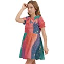 Art Abstract Pattern Kids  Bow Tie Puff Sleeve Dress View3