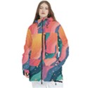 Art Abstract Pattern Women s Multi Pockets Zip Ski and Snowboard Waterproof Breathable Jacket View1