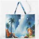 Delicate Watercolor Painting Surreal Oasis Scene With Intense Dramatic Lighting Zipper Large Tote Bag View1