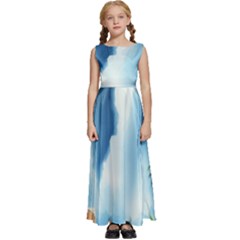 Delicate Watercolor Painting Surreal Oasis Scene With Intense Dramatic Lighting Kids  Satin Sleeveless Maxi Dress