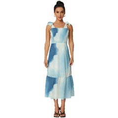 Delicate Watercolor Painting Surreal Oasis Scene With Intense Dramatic Lighting Tie-strap Tiered Midi Chiffon Dress