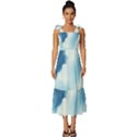 Delicate Watercolor Painting Surreal Oasis Scene With Intense Dramatic Lighting Tie-Strap Tiered Midi Chiffon Dress View1