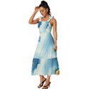 Delicate Watercolor Painting Surreal Oasis Scene With Intense Dramatic Lighting Tie-Strap Tiered Midi Chiffon Dress View2