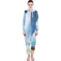 Delicate Watercolor Painting Surreal Oasis Scene With Intense Dramatic Lighting Hooded Jumpsuit (Ladies) View1