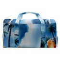 Delicate Watercolor Painting Surreal Oasis Scene With Intense Dramatic Lighting Sports Gym Duffle Bag with Shoe Compartment View2
