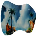 Delicate Watercolor Painting Surreal Oasis Scene With Intense Dramatic Lighting Velour Head Support Cushion View3