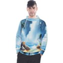 Delicate Watercolor Painting Surreal Oasis Scene With Intense Dramatic Lighting Men s Pullover Hoodie View1