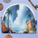 Delicate Watercolor Painting Surreal Oasis Scene With Intense Dramatic Lighting Horseshoe Style Canvas Pouch View1