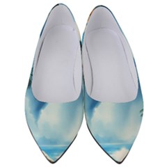 Delicate Watercolor Painting Surreal Oasis Scene With Intense Dramatic Lighting Women s Low Heels