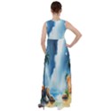 Delicate Watercolor Painting Surreal Oasis Scene With Intense Dramatic Lighting Empire Waist Velour Maxi Dress View2