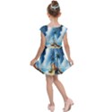 Delicate Watercolor Painting Surreal Oasis Scene With Intense Dramatic Lighting Kids  Cap Sleeve Dress View2
