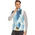 Delicate Watercolor Painting Surreal Oasis Scene With Intense Dramatic Lighting Men s High Neck Button Up Puffer Vest View2