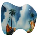 Delicate Watercolor Painting Surreal Oasis Scene With Intense Dramatic Lighting Head Support Cushion View3
