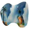 Delicate Watercolor Painting Surreal Oasis Scene With Intense Dramatic Lighting Head Support Cushion View4