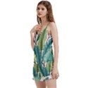 Illustrations Plants Nature Leaves V-Neck Satin Loungewear Set View2