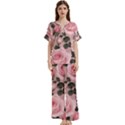 Pink Roses Short Sleeve Long Pants Satin Pajamas Set View1