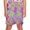 Pink Neon Flowers Flower Kids  Basketball Shorts View1