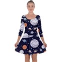 Space Galaxy Universe Stars Sky Quarter Sleeve Skater Dress View1