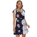Space Galaxy Universe Stars Sky Short Sleeve Tiered Mini Dress View3
