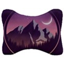 Mountain Night Crescent Moon Velour Seat Head Rest Cushion View1