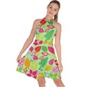 Flower Flora Floral Nature Pattern Seamless Sleeveless Halter Neck A-Line Dress View1
