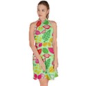 Flower Flora Floral Nature Pattern Seamless Sleeveless Halter Neck A-Line Dress View3