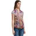 Pour Flames Women s Cap Sleeve Mandarin Collar Waist Tie Blouse View3