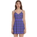 Blue Tartan Plaid 1 Body Wrap Sleeveless V-Neck Mini Dress View1