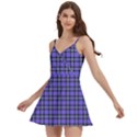 Blue Tartan Plaid 1 Body Wrap Sleeveless V-Neck Mini Dress View2