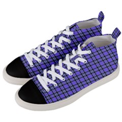 Blue Tartan Plaid 1 Men s Mid-top Canvas Sneakers
