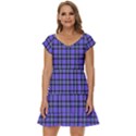 Blue Tartan Plaid 1 Short Sleeve Tiered Mini Dress View1
