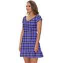 Blue Tartan Plaid 1 Short Sleeve Tiered Mini Dress View2