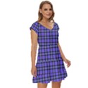 Blue Tartan Plaid 1 Short Sleeve Tiered Mini Dress View3