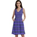 Blue Tartan Plaid 1 Sleeveless V-Neck Skater Dress with Pockets View1
