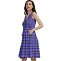 Blue Tartan Plaid 1 Sleeveless V-Neck Skater Dress with Pockets View2