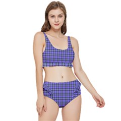 Blue Tartan Plaid 1 Frilly Bikini Set