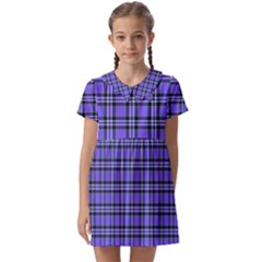 Blue Tartan Plaid 1 Kids  Asymmetric Collar Dress