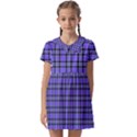 Blue Tartan Plaid 1 Kids  Asymmetric Collar Dress View1