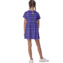 Blue Tartan Plaid 1 Kids  Asymmetric Collar Dress View2