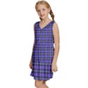 Blue Tartan Plaid 1 Kids  Sleeveless Tiered Mini Dress View2