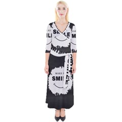 Black And White Simple Make Me Smile T Shirt 20250203 014057 0000 Quarter Sleeve Wrap Maxi Dress