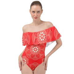 Crimson Current Off Shoulder Velour Bodysuit 