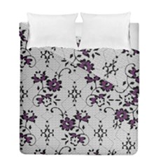 Elegant Purple Floral Jacquard Mesh Lace Fabric Duvet Cover Double Side (full/ Double Size)