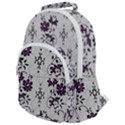 Elegant Purple Floral Jacquard Mesh Lace Fabric Rounded Multi Pocket Backpack View1