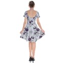 Elegant Purple Floral Jacquard Mesh Lace Fabric Short Sleeve Bardot Dress View2